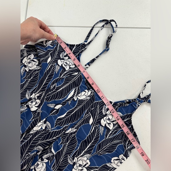 Swim Solutions Blue Floral One Piece Swimsuit Tummy Control Tankini Size 18W - Picture 6 of 13
